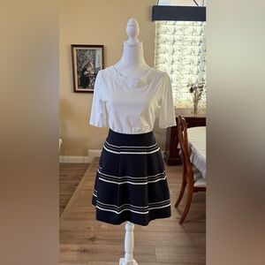 The Limited navy blue and white fully lined pleated miniskirt with back zipper.